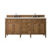 James Martin 650-V72-SBR-3ENC Brittany 72 Inch Double Vanity Cabinet with Ethereal Noctis Quartz Top - Saddle Brown