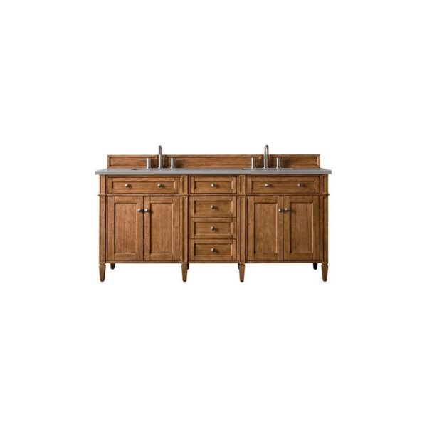 James Martin 650-V72-SBR-3GEX Brittany 72 Inch Saddle Brown Double Vanity with 3 CM Grey Expo Quartz Top