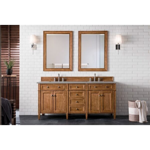 James Martin 650-V72-SBR-3GEX Brittany 72 Inch Saddle Brown Double Vanity with 3 CM Grey Expo Quartz Top