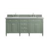 James Martin 650-V72-SC-3AF Brittany 72 Inch Smokey Celadon Double Sink Vanity with 3 cm Arctic Fall Top