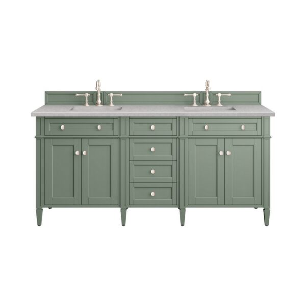 James Martin 650-V72-SC-3ESR Brittany 72 Inch Smokey Celadon Double Sink Vanity with 3 cm Eternal Serena Top