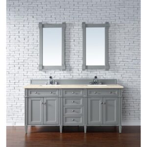 James Martin 650-V72-UGR-3EMR Brittany 72 Inch Urban Gray Double Vanity with 3 CM Eternal Marfil Quartz Top