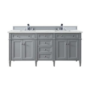 James Martin 650-V72-UGR-3ENC Brittany 72 Inch Double Vanity Cabinet with Ethereal Noctis Quartz Top - Urban Gray