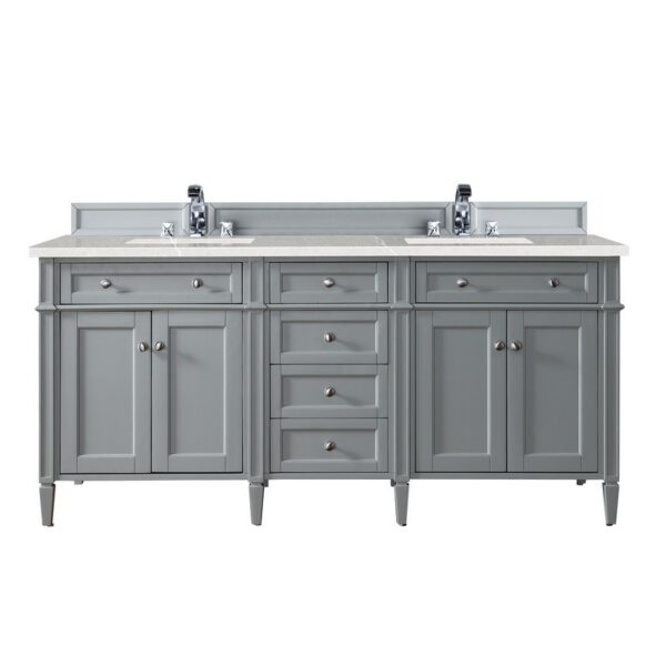 James Martin 650-V72-UGR-3ESR Brittany 72 Inch Urban Gray Double Vanity with 3 CM Eternal Serena Quartz Top