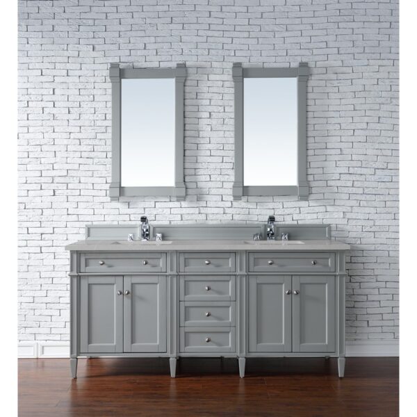 James Martin 650-V72-UGR-3ESR Brittany 72 Inch Urban Gray Double Vanity with 3 CM Eternal Serena Quartz Top