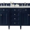 James Martin 650-V72-VBL-3AF Brittany 72 Inch Victory Blue Double Vanity with 3 cm Arctic Fall Solid Surface Top