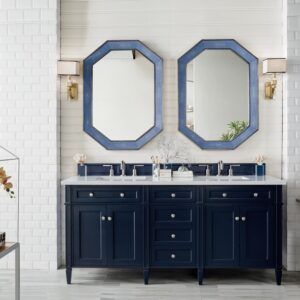 James Martin 650-V72-VBL-3EJP Brittany 72 Inch Victory Blue Double Vanity with 3 cm Eternal Jasmine Pearl Quartz Top with Sink