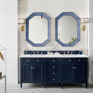 James Martin 650-V72-VBL-3ENC Brittany 72 Inch Double Vanity Cabinet with Ethereal Noctis Quartz Top - Victory Blue