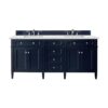 James Martin 650-V72-VBL-3ENC Brittany 72 Inch Double Vanity Cabinet with Ethereal Noctis Quartz Top - Victory Blue