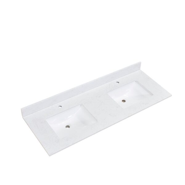 Altair 65061-CTP-AW Salerno 60 Inch Stone effects Vanity Top in Aosta White with White Sink