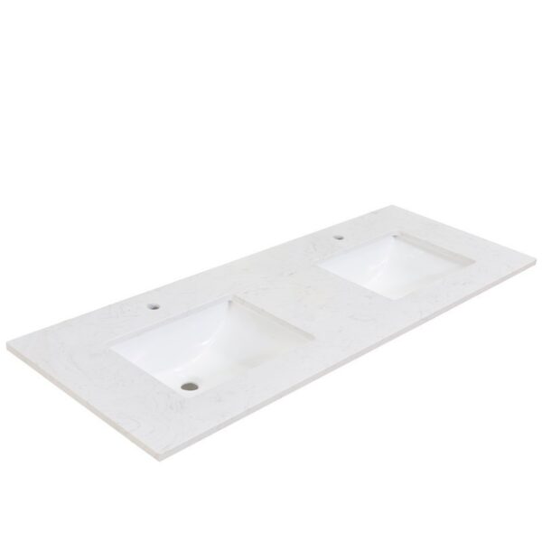 Altair 65061-CTP-AW Salerno 60 Inch Stone effects Vanity Top in Aosta White with White Sink