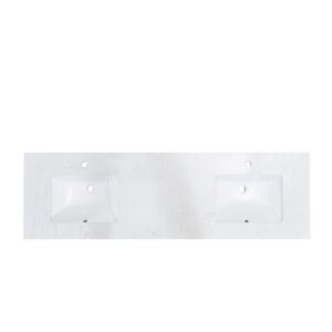 Altair 65073-CTP-AW Salerno 72 Inch Stone effects Vanity Top in Aosta White with White Sink