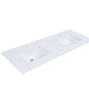 Altair 66061-CTP-SW Viterbo 60 Inch Stone effects Vanity Top in Snow White with White Sink