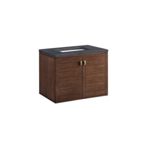 James Martin 670-V30-WLT-3CSP Amberly 30 Inch Mid-Century Walnut Single Sink Vanity with 3 cm Charcoal Soapstone Top