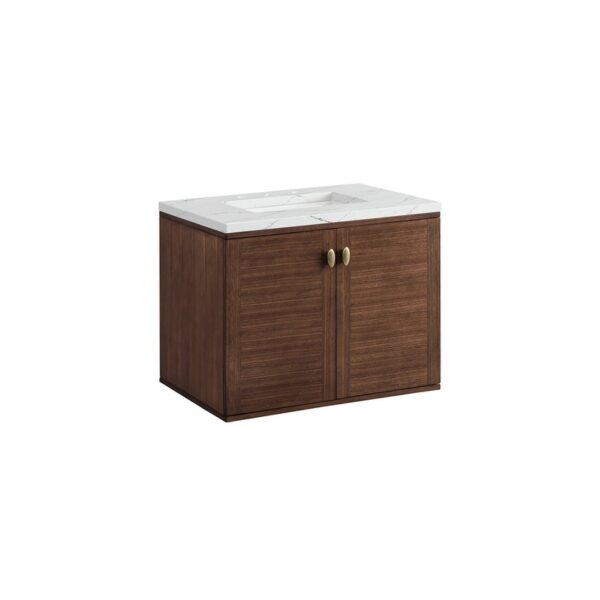 James Martin 670-V30-WLT-3ENC Amberly 30 Inch Mid-Century Walnut Single Sink Vanity with 3 cm Ethereal Noctis Top