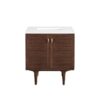 James Martin 670-V30-WLT-3WZ Amberly 30 Inch Single Vanity in Mid-Century Walnut with 3cm White Zeus Top