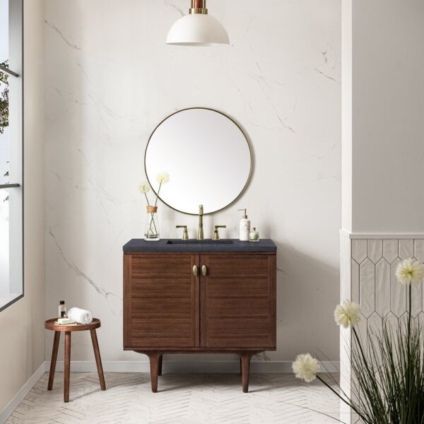 James Martin 670-V36-WLT Amberly 35 7/8 Inch Mid-Century Walnut Single Sink Vanity Cabinet Only