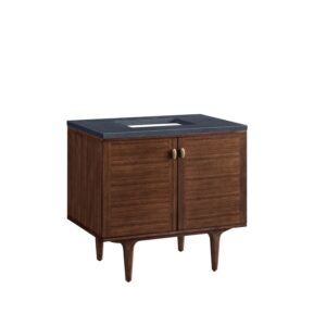 James Martin 670-V36-WLT-3CSP Amberly 36 Inch Mid-Century Walnut Single Sink Vanity with 3 cm Charcoal Soapstone Top