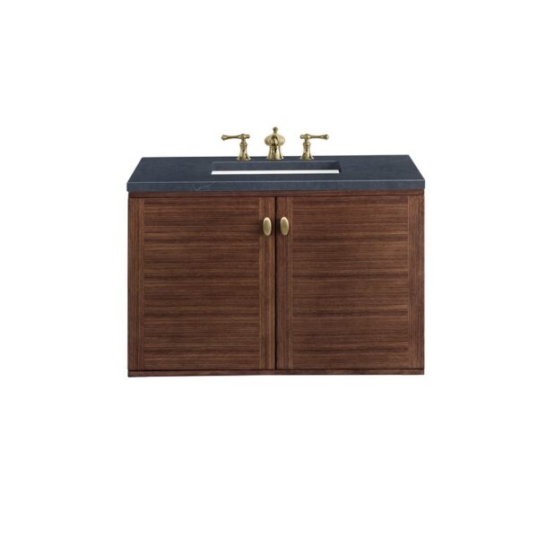 James Martin 670-V36-WLT-3CSP Amberly 36 Inch Mid-Century Walnut Single Sink Vanity with 3 cm Charcoal Soapstone Top