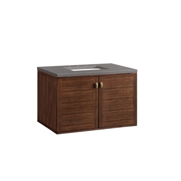 James Martin 670-V36-WLT-3GEX Amberly 36 Inch Mid-Century Walnut Single Sink Vanity with 3 cm Grey Expo Top