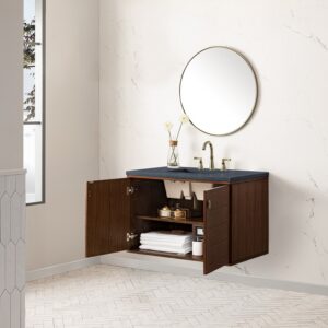 James Martin 670-V36-WLT Amberly 35 7/8 Inch Mid-Century Walnut Single Sink Vanity Cabinet Only