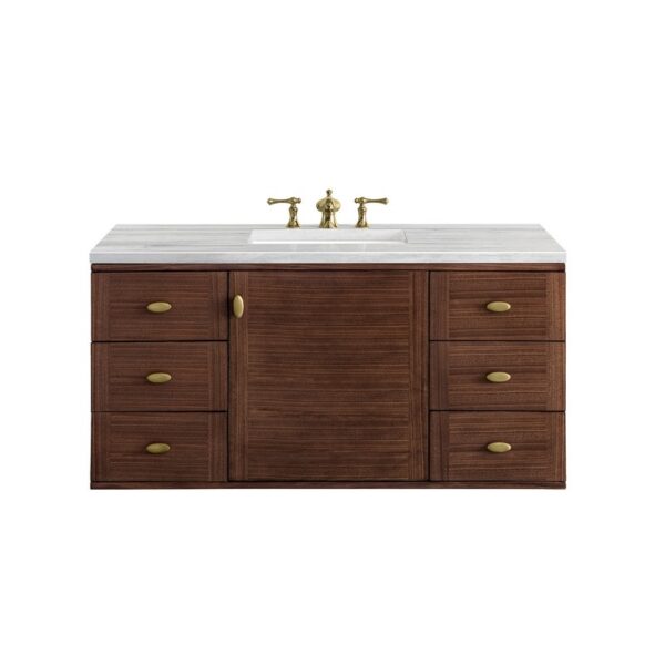 James Martin 670-V48-WLT-3AF Amberly 48 Inch Mid-Century Walnut Single Sink Vanity with 3 cm Arctic Fall Top