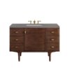 James Martin 670-V48-WLT-3GEX Amberly 48 Inch Mid-Century Walnut Single Sink Vanity with 3 cm Grey Expo Top