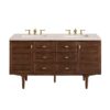 James Martin 670-V60D-WLT-3EMR Amberly 60 Inch Mid-Century Walnut Double Sink Vanity with 3 cm Eternal Marfil Top