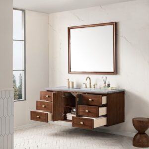 James Martin 670-V60S-WLT-3AF Amberly 60 Inch Mid-Century Walnut Single Sink Vanity with 3 cm Arctic Fall Top