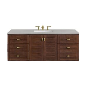 James Martin 670-V60S-WLT-3ESR Amberly 60 Inch Mid-Century Walnut Single Sink Vanity with 3 cm Eternal Serena Top