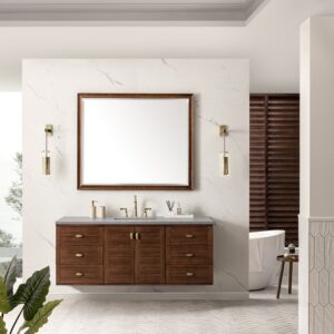 James Martin 670-V60S-WLT-3ESR Amberly 60 Inch Mid-Century Walnut Single Sink Vanity with 3 cm Eternal Serena Top