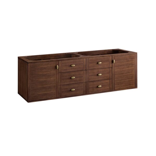 James Martin 670-V72-WLT Amberly 71 7/8 Inch Mid-Century Walnut Double Sink Vanity Cabinet Only