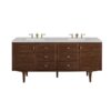 James Martin 670-V72-WLT-3EJP Amberly 72 Inch Mid-Century Walnut Double Sink Vanity with 3 cm Eternal Jasmine Pearl Top