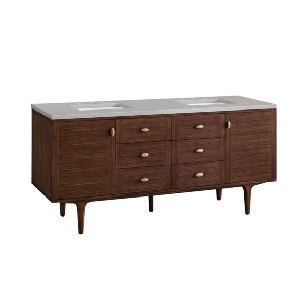 James Martin 670-V72-WLT-3ESR Amberly 72 Inch Mid-Century Walnut Double Sink Vanity with 3 cm Eternal Serena Top