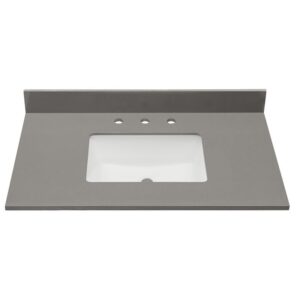 Altair 67037-CTP-CG Madrid 37 Inch Stone effects Vanity Top in Concrete Grey with White Sink