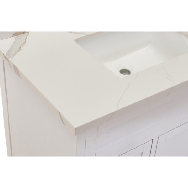 Altair 69037-CTP-CW Eivissa 37 Inch Stone effects Vanity Top in Calacatta White with White Sink