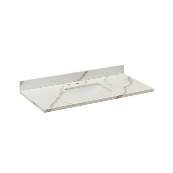 Altair 69049-CTP-CW Eivissa 49 Inch Stone effects Vanity Top in Calacatta White with White Sink