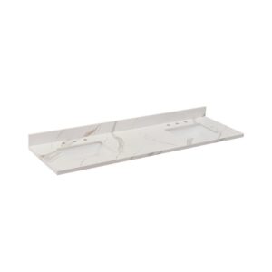 Altair 69073-CTP-CW Eivissa 73 Inch Stone effects Vanity Top in Calacatta White with White Sink