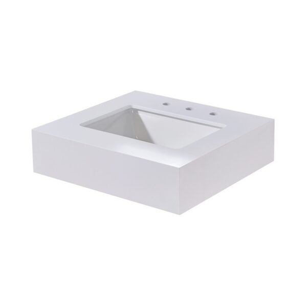 Altair 70024-CTP-SWAP Edolo 24 Inch Stone Effects Vanity Top with White Sink - Snow White Apron