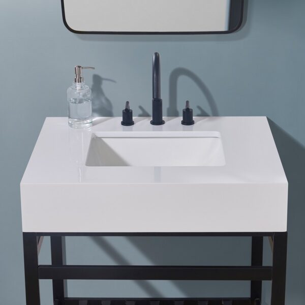 Altair 70030-CTP-SWAP Edolo 30 Inch Stone Effects Vanity Top with White Sink - Snow White Apron