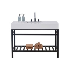 Altair 70048-CTP-SWAP Edolo 48 Inch Stone Effects Vanity Top with White Sink - Snow White Apron