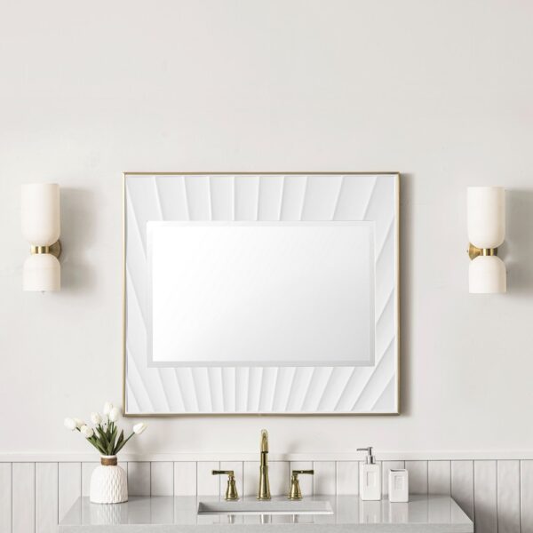 James Martin 710-M36-MWG Soleil 35 7/8 Inch Rectangle Bathroom Mirror - Matte White and Gold