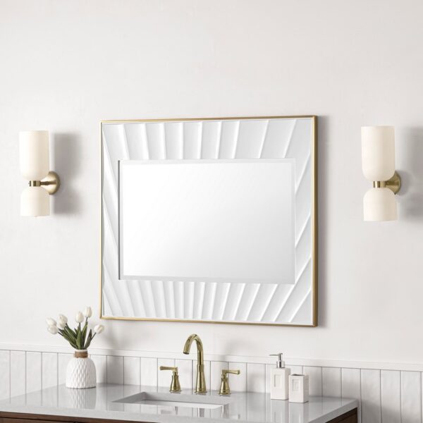 James Martin 710-M36-MWG Soleil 35 7/8 Inch Rectangle Bathroom Mirror - Matte White and Gold