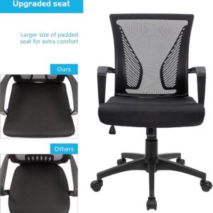 RetailHuntUSA Office Chair Mid Back Swivel Lumbar Support Desk Chair, Computer Ergonomic Mesh Chair with Armrest (Black)