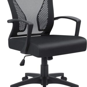 RetailHuntUSA Office Chair Mid Back Swivel Lumbar Support Desk Chair, Computer Ergonomic Mesh Chair with Armrest (Black)