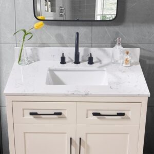 Altair 72037-CTP-AW Trento 37 Inch Stone Effects Vanity Top with White Sink - Aosta White