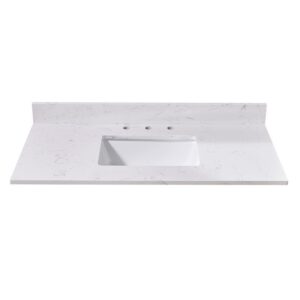 Altair 72043-CTP-AW Trento 43 Inch Stone Effects Vanity Top with White Sink - Aosta White