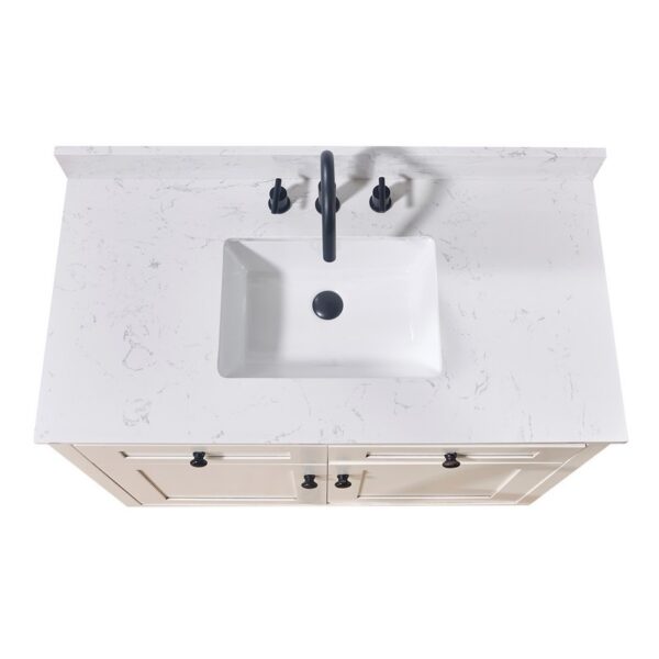 Altair 72043-CTP-AW Trento 43 Inch Stone Effects Vanity Top with White Sink - Aosta White