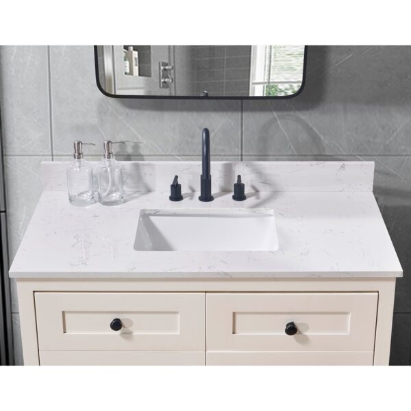 Altair 72043-CTP-AW Trento 43 Inch Stone Effects Vanity Top with White Sink - Aosta White