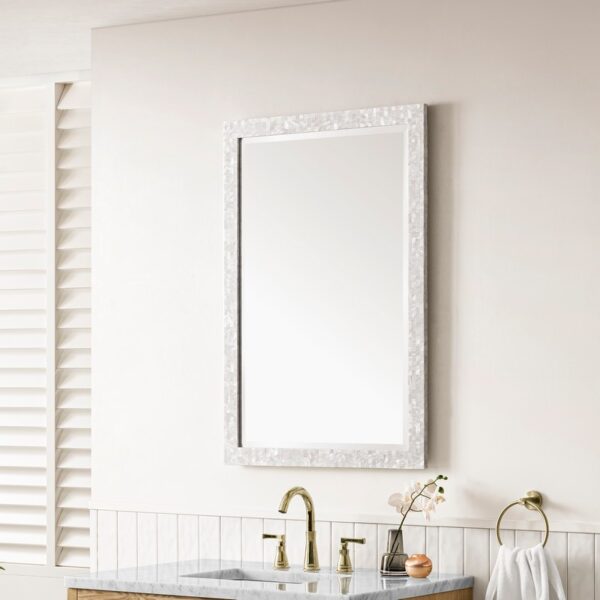 James Martin 725-M26-MOP Callie 26 Inch Rectangle Bathroom Mirror - White Mother of Pearl